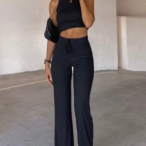 Adore You Ribbed Pants Black