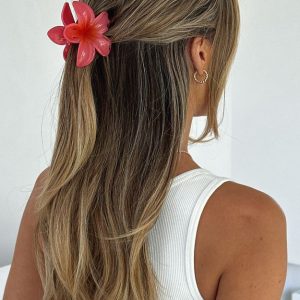 Floral Charm Hair Clip Hot Pink