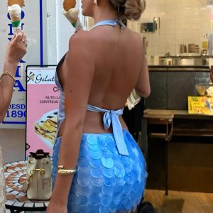 Forgiven Aura Shell Mini Skirt Blue