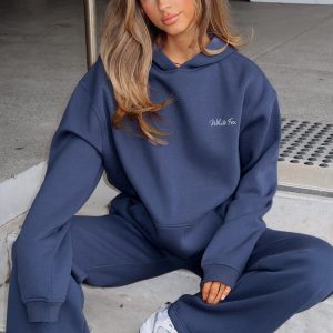 Match Your Words Oversized Hoodie Navy