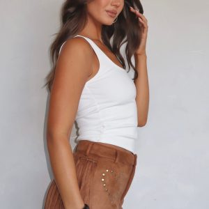 If I Had A Heart Suede Shorts Almond