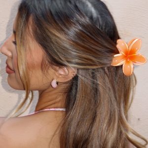 Floral Charm Hair Clip Peach